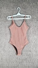 Zaful Forever Young Women Sz 4 One Piece Swimsuit Brown Textured Ribbed Bathing