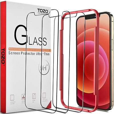3 Packs TOZO for iPhone 12 Pro Max Screen Protector Premium Tempered Glass 6.7''