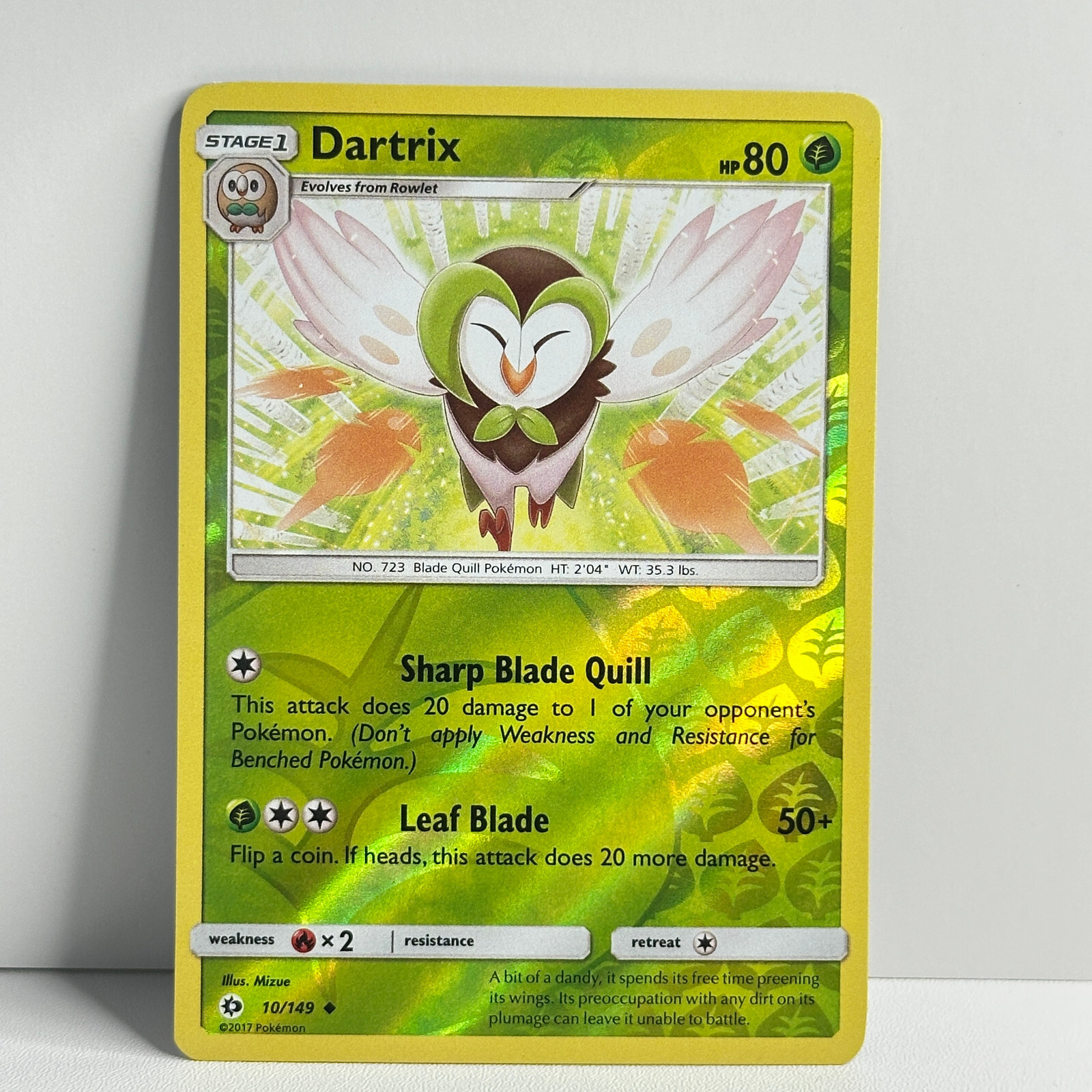 Pokemon TCG - Dartrix 10/149 - Sun and Moon Card Reverse Holo NM