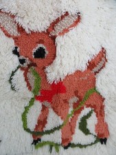 Latch Hook Rug Wall Hanging Deer Fawn Bambi 3D Completed Finished 25"