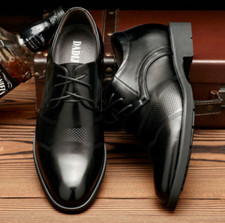 Men PU Leather-Height Increase Elevator Shoes-Formal Lace Up Oxfords 6CM Taller