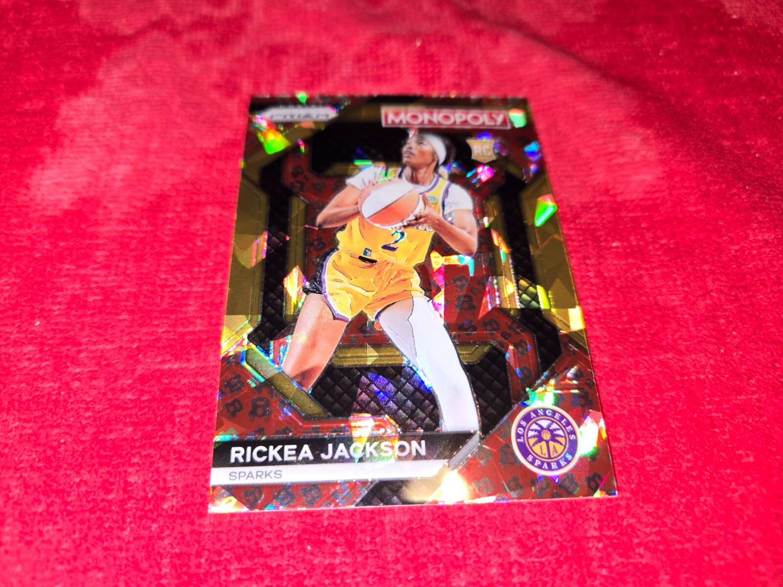 2024 WNBA MONOPOLY PRIZM FREE PARKING CRACKED ICE #WNBA25 RICKEA JACKSON RC SP