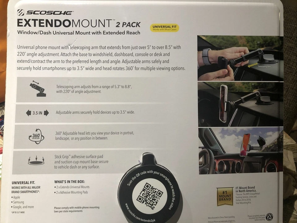 2 x Scosche ExtendoMount Window Dash Universal Phone Mount Apple Samsung Extendo - Image 3 of 4