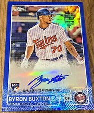 2015 Topps Chrome Byron Buxton Blue Refractor Rookie Auto /150 Twins Autograph