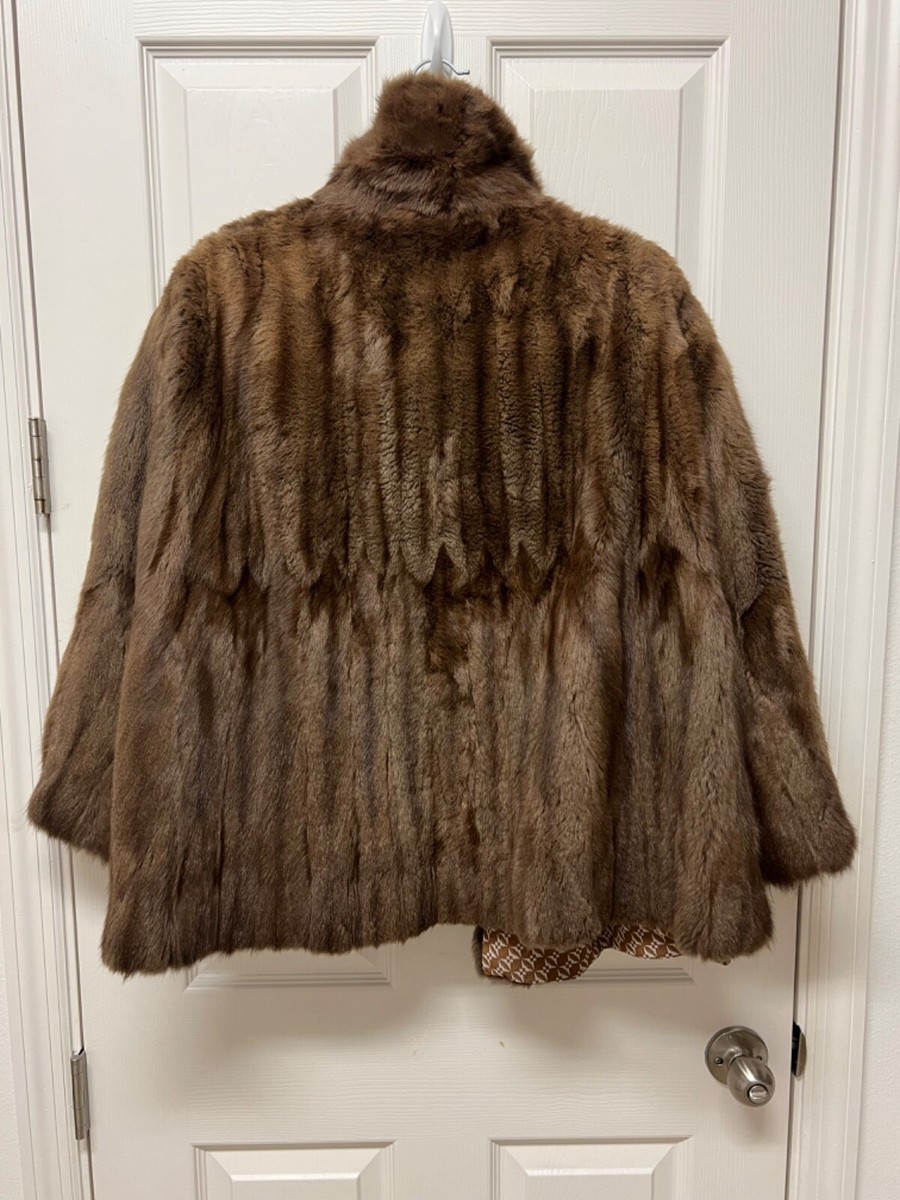 REAL Vintage Brown Ermine Fur Cape Jacket by the Gimbel Brothers