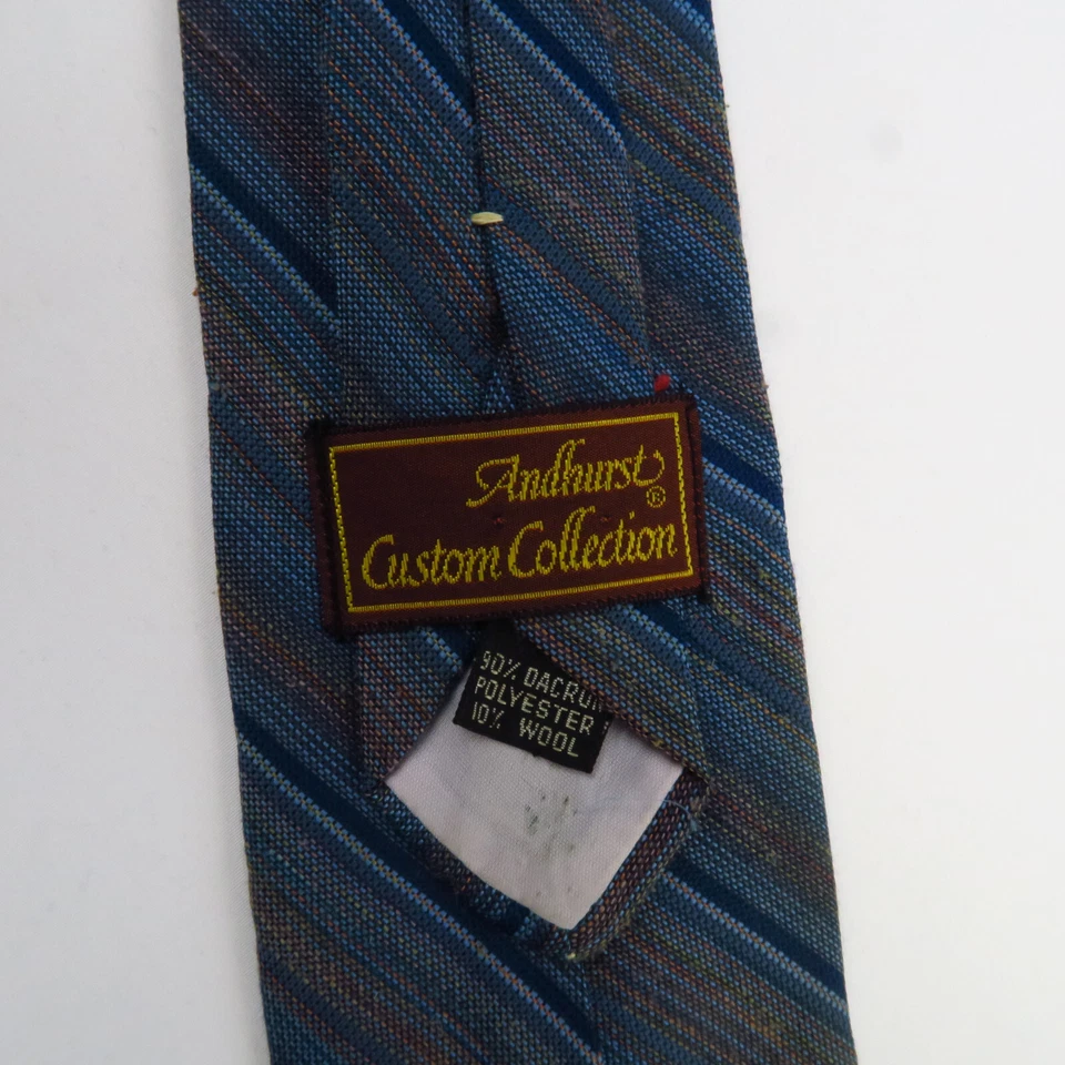 Corbata de cuello Andhurst Custom Collection para hombre azul naranja tejida a rayas 57 x 3 Foto 3 de 4