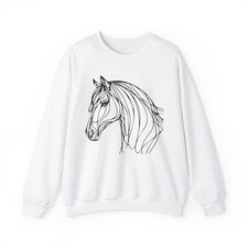 Elegant Horse Line Art Sweatshirt, Comfort Wear, Animal Lover Gift, Cozy Fashion