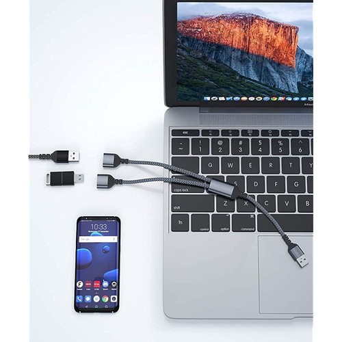 USB A Male to 2 x USB A Female Data Charging Cable Extension Connector - Picture 9 of 12