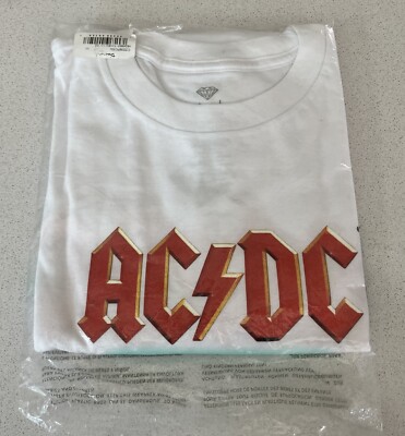 DIAMOND SUPPLY CO x AC/DC HIGHWAY TO HELL T-SHIRT - M - WEISS - POWER UP TOUR