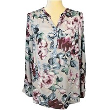 Marks  Spencer M S Collection Floral Roll Tab Long Sleeve Blouse Sz UK 12/US 8