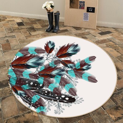 3D Brown Blue Feathers NAO7980 Game Rug Mat Elegant Photo Carpet Mat Fay