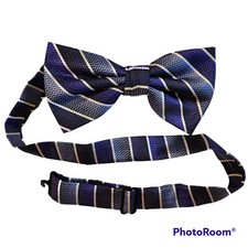 Bowtie Pretied with Adjustable Strap Blue Stripe