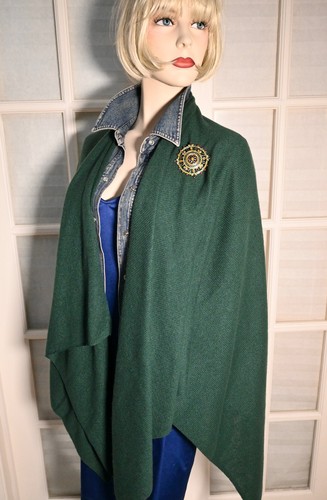 NWT $268 J McLAUGHLIN Rossi Cashmere Poncho Wrap Emerald Green - Picture 5 of 9
