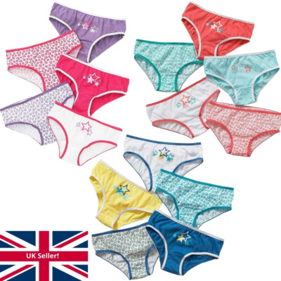 Mädchen Just Essentials Slips Hose Schlüpfer Baumwolle Schule Sterne Multipack von 5