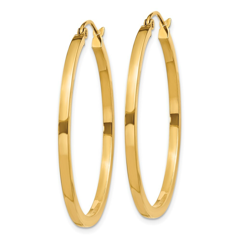 14k Yellow Gold 2mm Square Tube Hoop Earrings 1.38 Inch | eBay
