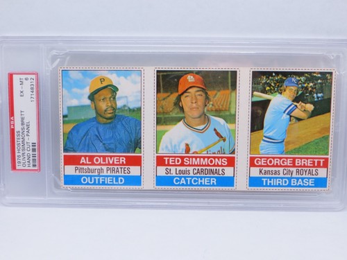 PANNELLO HOSTESS 1976 George Brett & Ted Simmons & Al Oliver PSA EX-MT 6 - Foto 1 di 5