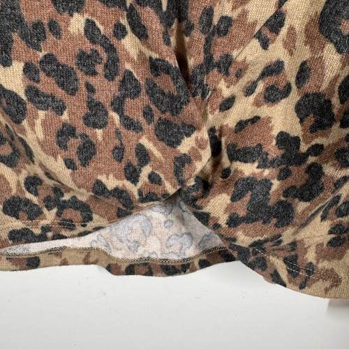 C&C California Shirt Sz L NEW Soft Knit Leopard Brown Puff Sleeve Cuffs Mob Wife - Picture 3 of 11