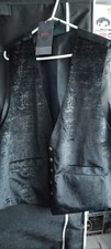 Victorian style distressed  black velvet gothic waistcoat men's size 40-42