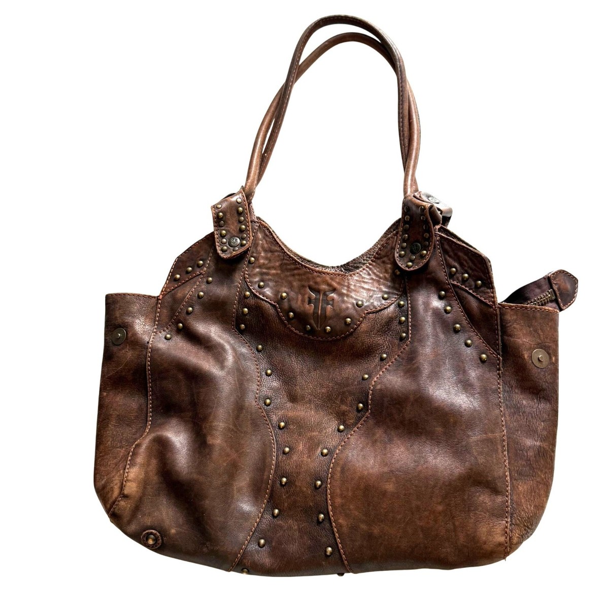 Vintage Frye Genuine Leather Studded Shoulder handbag Women's