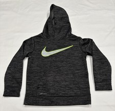 NIKE DRI-FIT Boy  s Swoosh Logo Long Sleeve Hoodie Charcoal Gray Size 7/L Youth