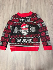 Holiday Time Boys XS 4-5 Feliz Navidad Ugly Christmas Sweater Santa Black Red