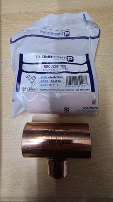 Reduzierstück 42 mm x 42 mm x 28 mm Endvorschub Kupferverschraubung