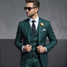 Men's 3 Pieces Suit Elegant Solid One Button Slim Fit Single Breasted Party Blaz