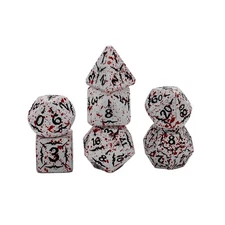 Seven Seas Pirates Metal White Blood-Like Paint Splattered Dice Set Display Box