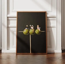 Dirty Martini Poster | Olive Cocktail Wall Art | Minimalist Bar Cart Decor