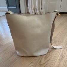 Beige Gold Hardware Shoulder Bag Rectangle Solid Inner Pockets Women