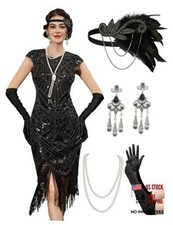 1920s Flapper Dresses for Women Great Gatsby Dress Roaring 20s X-Large Black