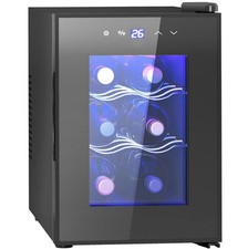 Mini Frigo Vino Touch Screen Capacità 6 Bottiglie con Porta Vetro e Protezione UV
