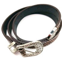 Western  Womens Narrow Brown Leather  Belt 38 Inches Long New 