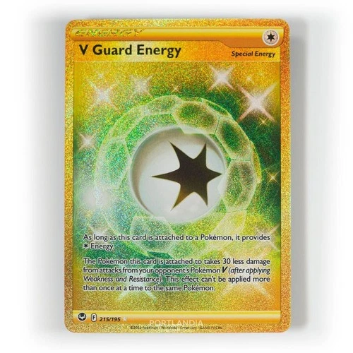 Pokemon - V Guard Energy - 215/195 - SWSH Silver Tempest - Gold Secret Rare Card