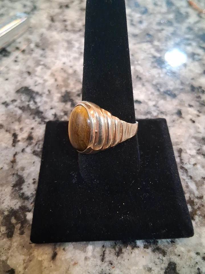 Anillo ojo de tigre 10k para hombre talla 10 Foto 2 de 4