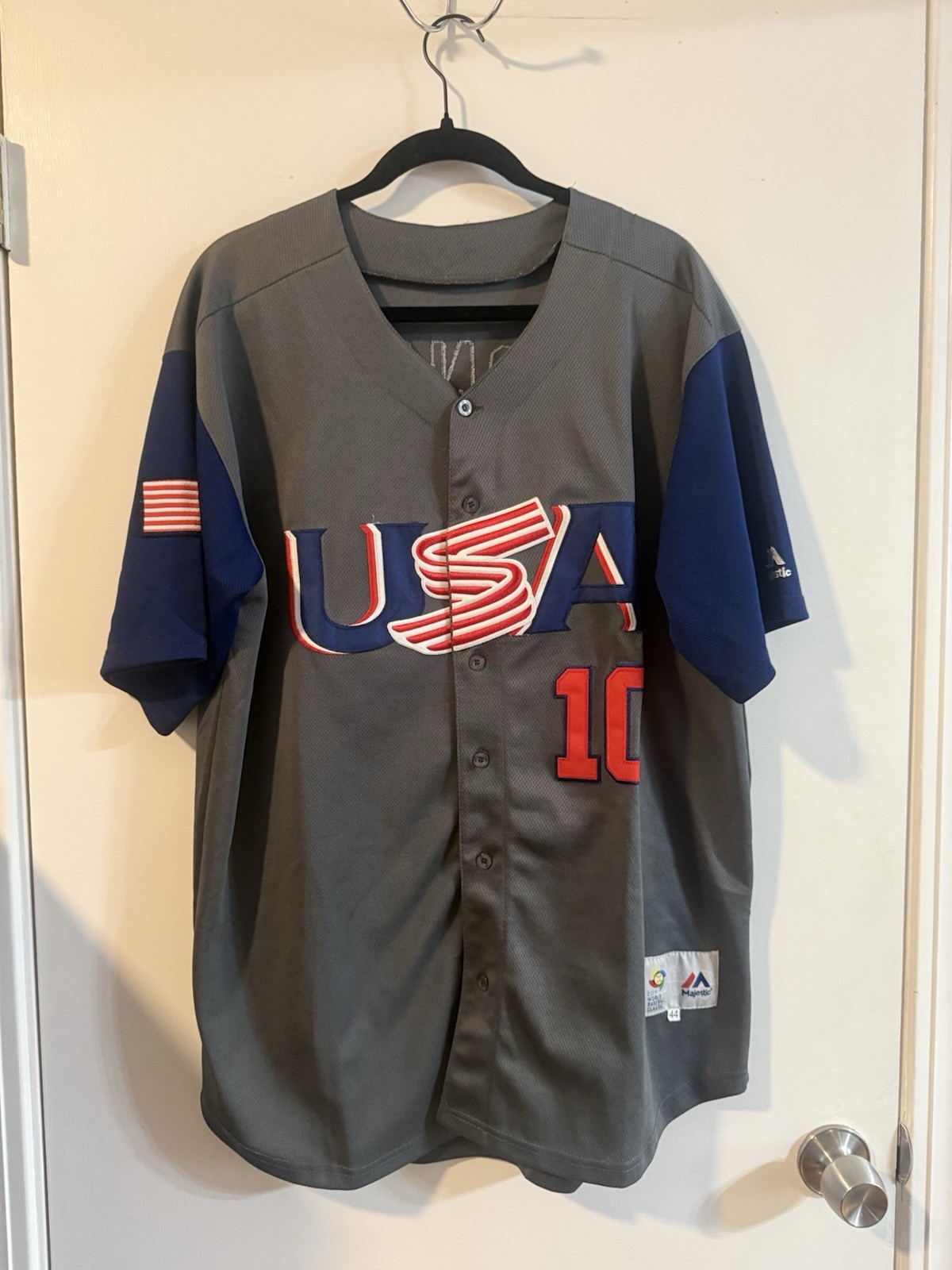 Rare 2017 WBC Team USA Adam Jones #10 Majestic Baseball Jersey Gray Size 44
