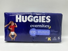 Huggies Overnites Size 6 Overnight Diapers 35 lbs , 42 Ct