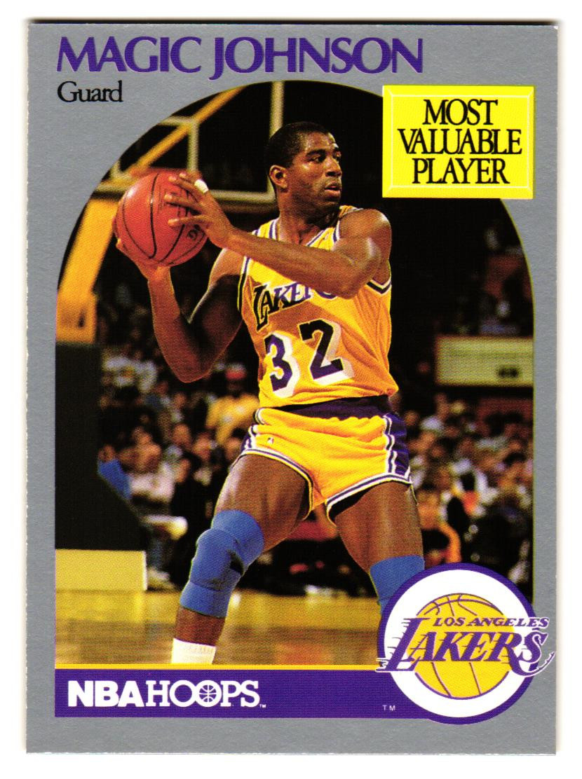 1990-91 NBA Hoops - Magic Johnson #157 Los Angeles Lakers MVP HOF