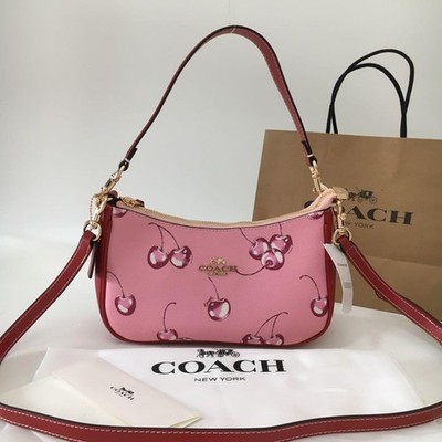 Coach CR290 Teri Shoulder Bag Pink Cherry Print Coated Canvas
