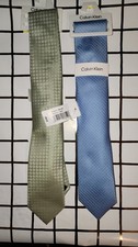 Calvin Klein Men's Tie Light BLUE / LIGHT GREEN LOT OF 2