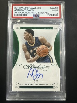 2014-15 Panini Flawless Anthony Davis Association Auto Emerald SP/5 PSA 9 #AA-AD