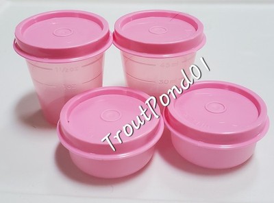 TUPPERWARE Midgets Smidgets Set 4 Mini Bowls + Lids Pretty in Pink Set 4 Pc