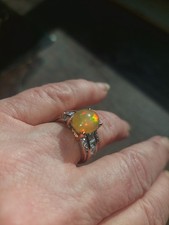 Lovely Ethiopian Opal Ring with White Sapphires