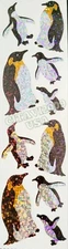 HAMBLY STUDIOS STICKERS PRISMATIC / GLITTER BIRDS KING PENGUINS VINTAGE RARE