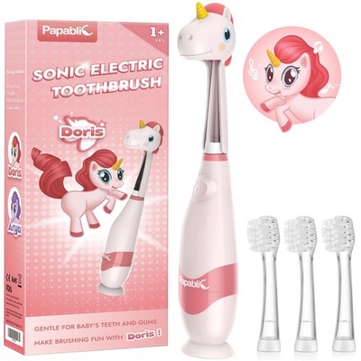 Papablic Toddler Sonic Electric Toothbrush Kids for Ages 1 Count (Pack of 1) 