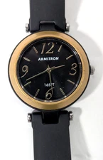 New ARMITRON Pro Sport Ladies Watch Fresh Battery Water Resistant Black Silicone