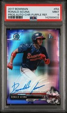 2017 Bowman Chrome Ronald Aunca Jr. Prospect Purple Refractor Auto /250 RC PSA 9