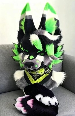 Fursuit Long haired Dog Fox Mascot Party Halloween Fur Cosplay(head+claws)