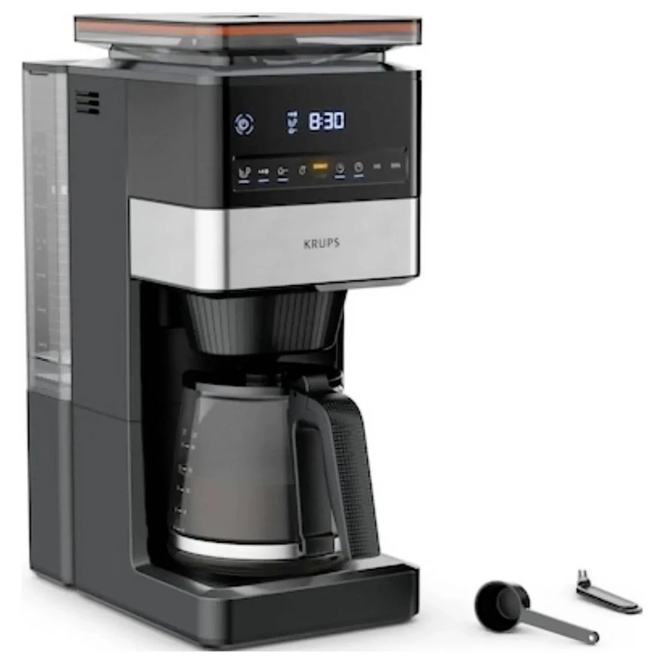 Krups KM8428 Filterkaffeemaschine Kaffeemaschine Grind Aroma XL Schwarz Silber - Bild 1 von 1