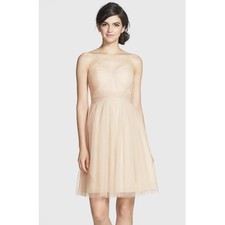 Jenny Yoo Strapless Tulle Dress Size 10 Ivory Blush Fit Flare Party Prom Bridal